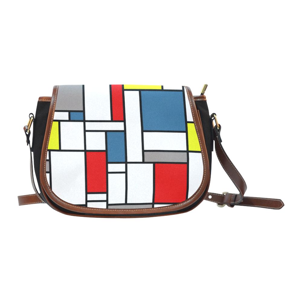 Mondrian style design Saddle Bag/Small (Model 1649)(Flap Customization)