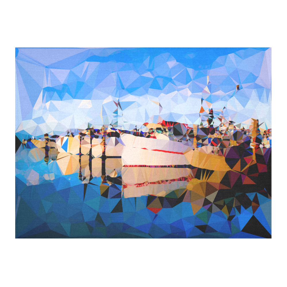 Boats in Harbor Low Polygon Art Cotton Linen Tablecloth 52"x 70"