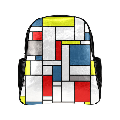 Mondrian style design Multi-Pockets Backpack (Model 1636)
