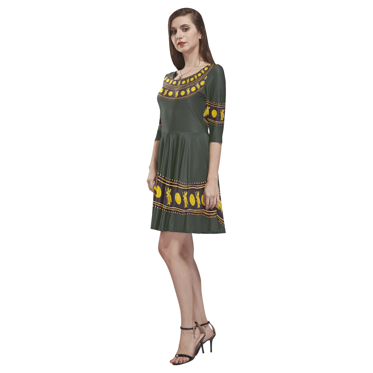 Assyrian Icon Women's Dress Tethys Half-Sleeve Skater Dress(Model D20)
