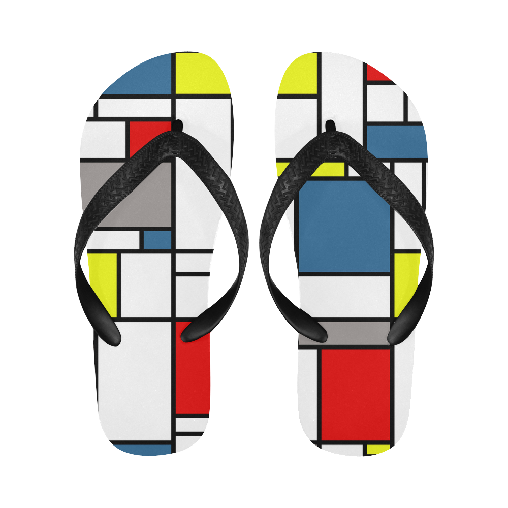Mondrian style design Flip Flops for Men/Women (Model 040)