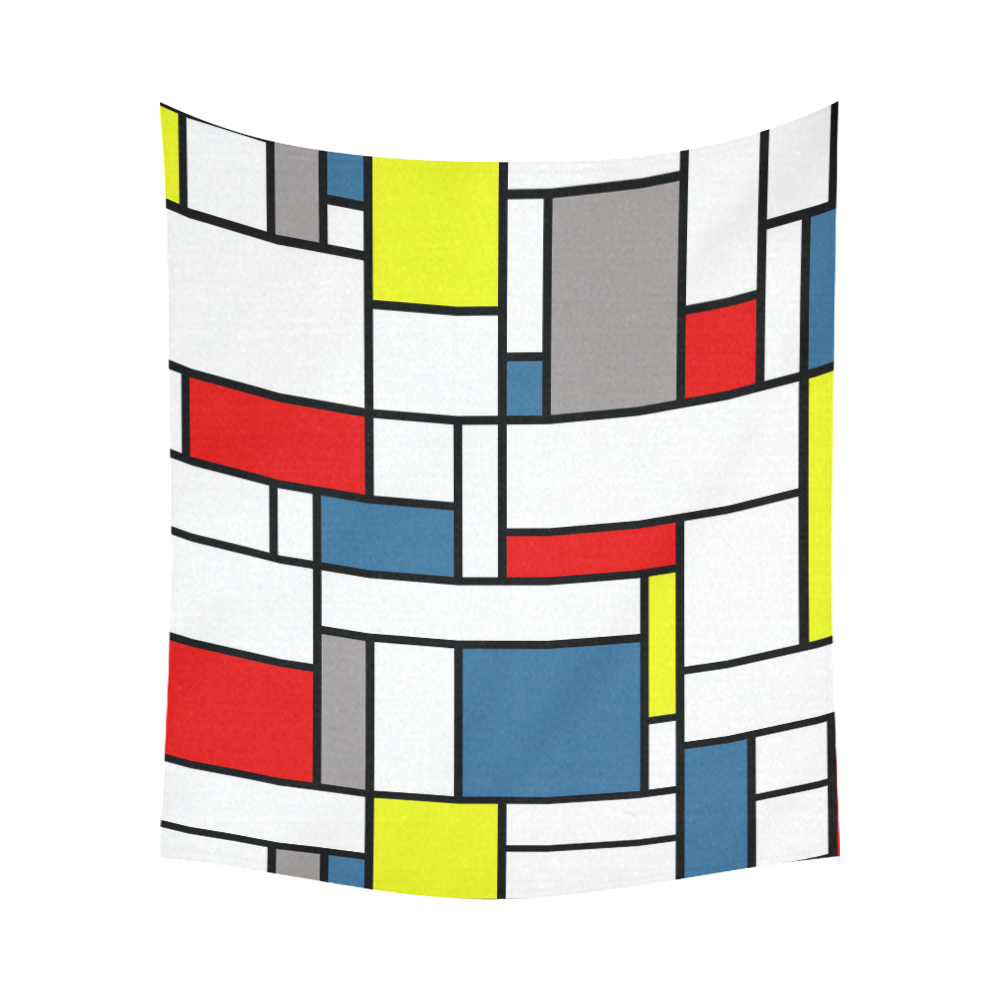 Mondrian style design Cotton Linen Wall Tapestry 60"x 51"