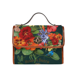 A Purple Owl in the Nasturtiums Waterproof Canvas Bag/All Over Print (Model 1641)
