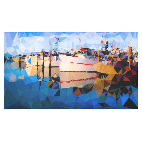 Boats in Harbor Low Polygon Art Cotton Linen Tablecloth 60"x 104"