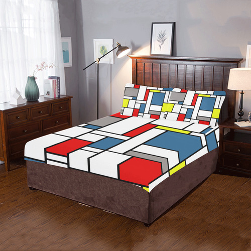 Mondrian style design 3-Piece Bedding Set