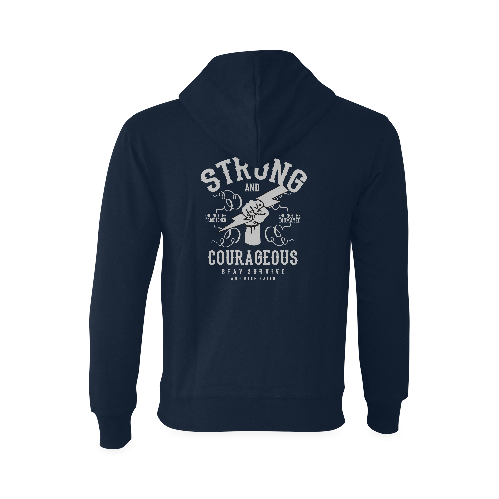 Strong and Courageous Dark Blue Oceanus Hoodie Sweatshirt (Model H03)