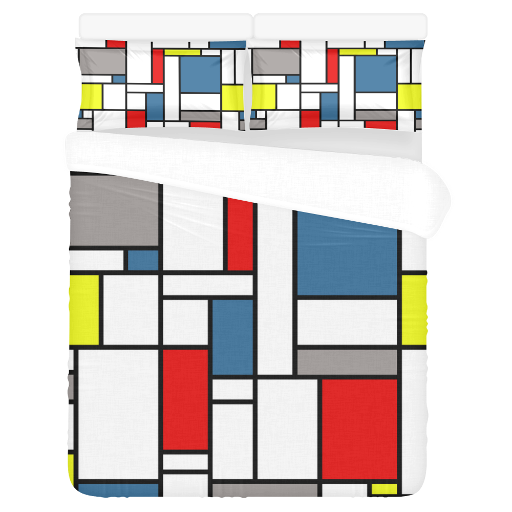 Mondrian style design 3-Piece Bedding Set