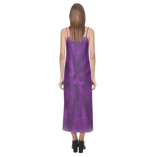 Chevron  purple V-Neck Open Fork Long Dress(Model D18)