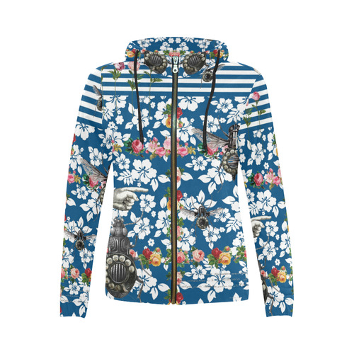 Rotary Bugs on The Canal All Over Print Full Zip Hoodie for Women (Model H14)