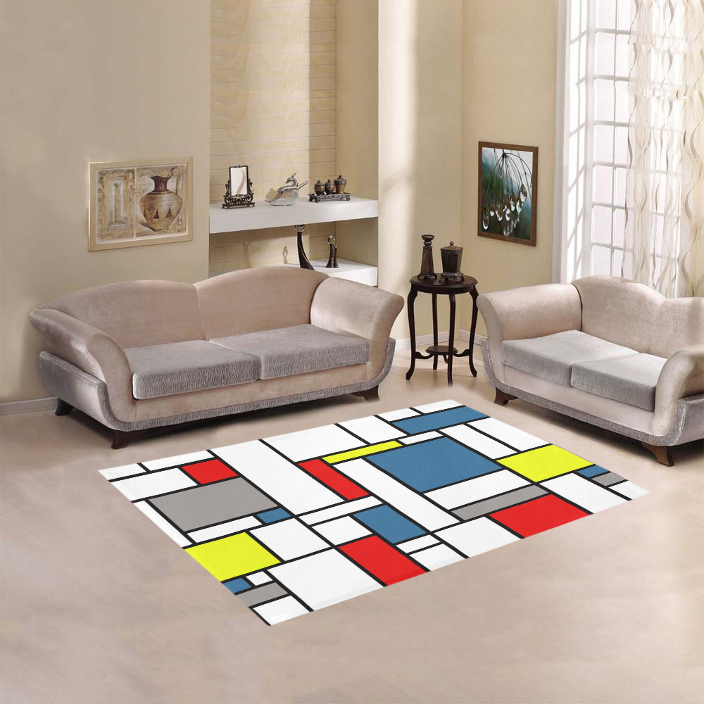 Mondrian style design Area Rug 5'3''x4'