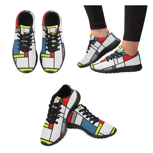 Mondrian style design Women's Running Shoes (Model 020) | ID: D2107999