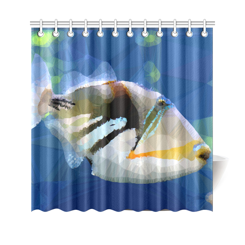 Reef Fish Low Poly Geometric Polygon Art Shower Curtain 69"x70"