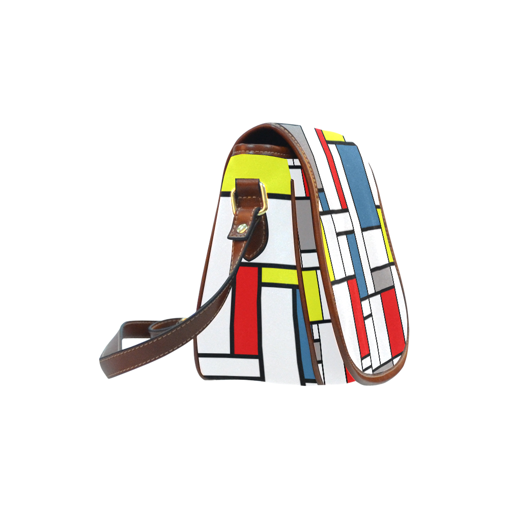 Mondrian style design Saddle Bag/Small (Model 1649) Full Customization