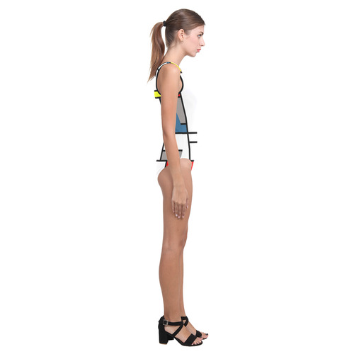 Mondrian style design Vest One Piece Swimsuit (Model S04)