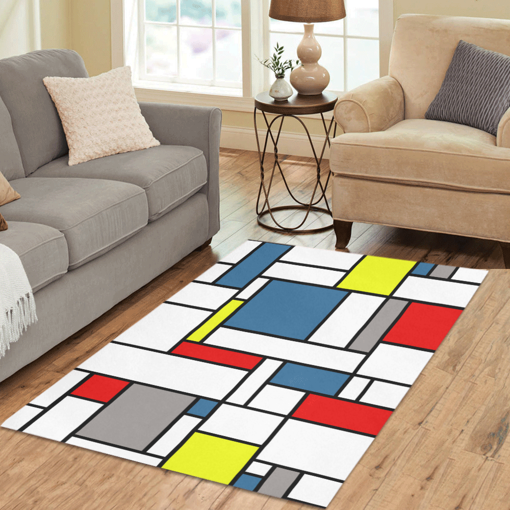 Mondrian style design Area Rug 5'3''x4'