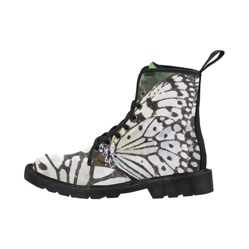 Butterfly Green Leaves Low Poly Geometric Polygons Martin Boots for Women (Black) (Model 1203H)