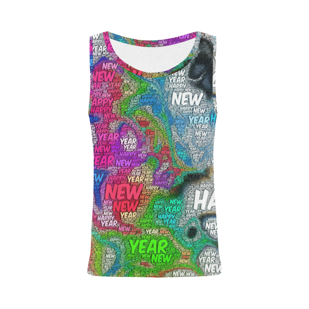 WordArt Happy new Year by FeelGood All Over Print Tank Top for Women (Model T43)