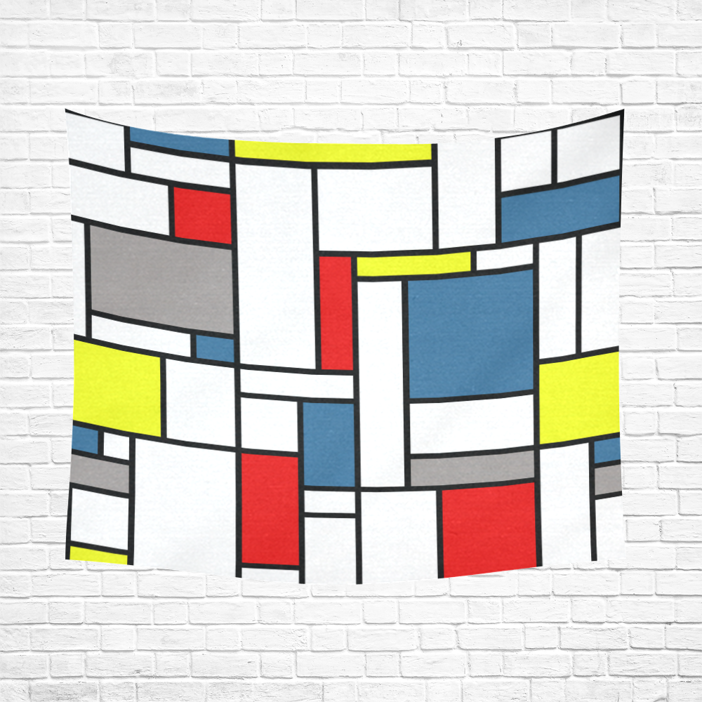 Mondrian style design Cotton Linen Wall Tapestry 60"x 51"