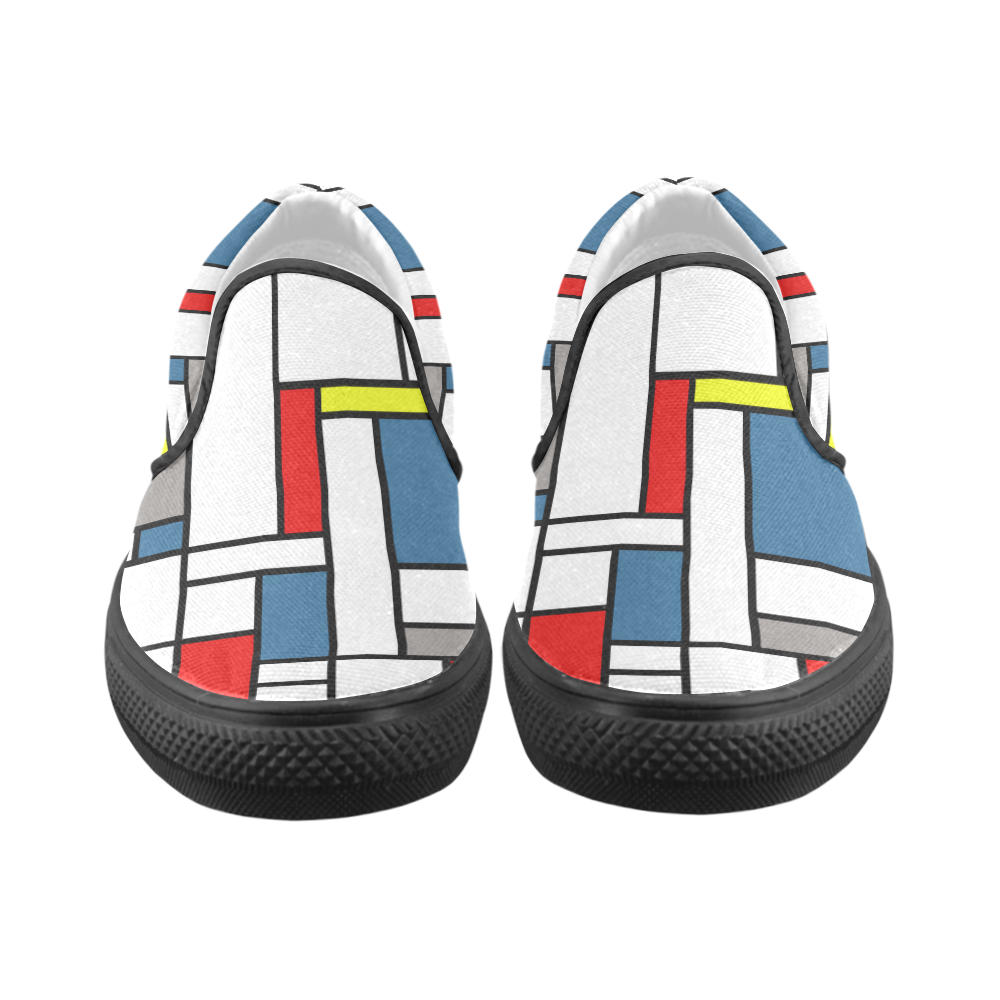 Mondrian style design Men's Unusual Slip-on Canvas Shoes (Model 019)