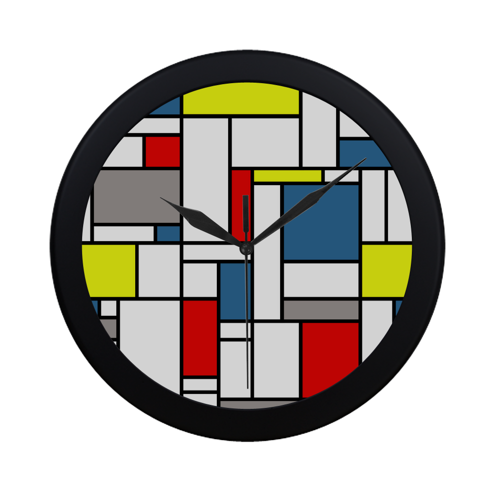 Mondrian style design Circular Plastic Wall clock