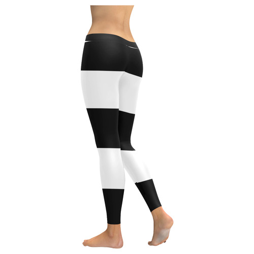 Black White Stripes Women's Low Rise Leggings (Invisible Stitch) (Model L05)