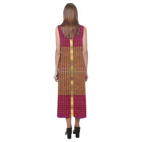 Patch quilt abstract Phaedra Sleeveless Open Fork Long Dress (Model D08)