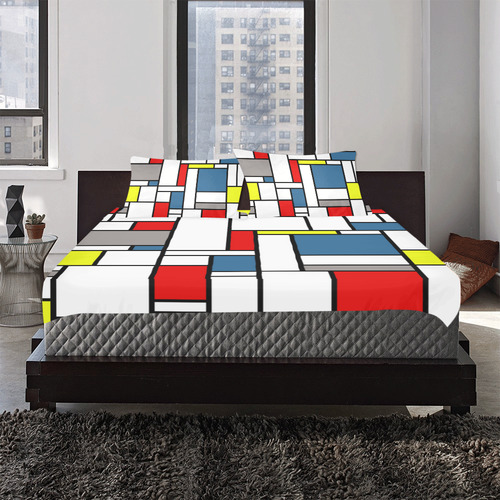 Mondrian style design 3-Piece Bedding Set