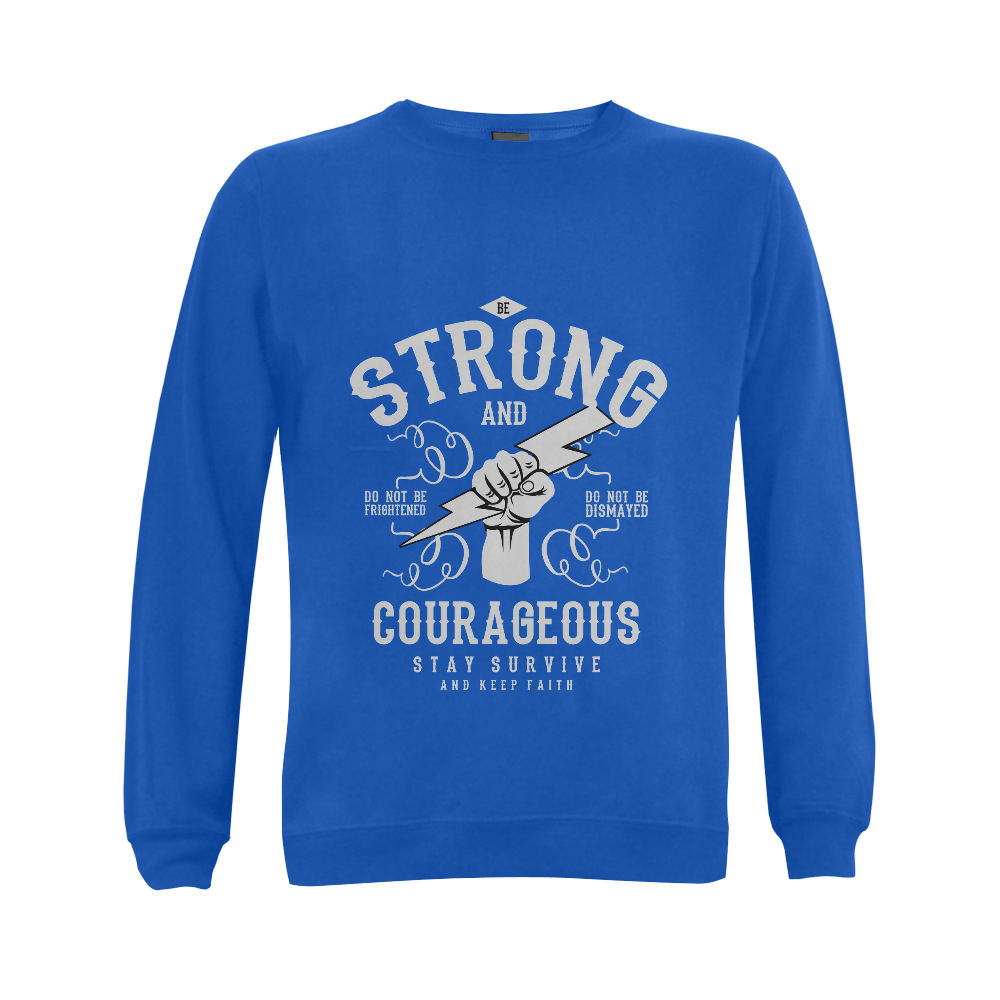 Strong and Courageous Blue Gildan Crewneck Sweatshirt(NEW) (Model H01)