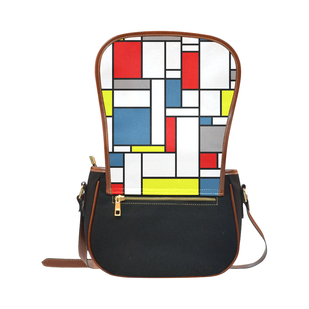 Mondrian style design Saddle Bag/Small (Model 1649)(Flap Customization)