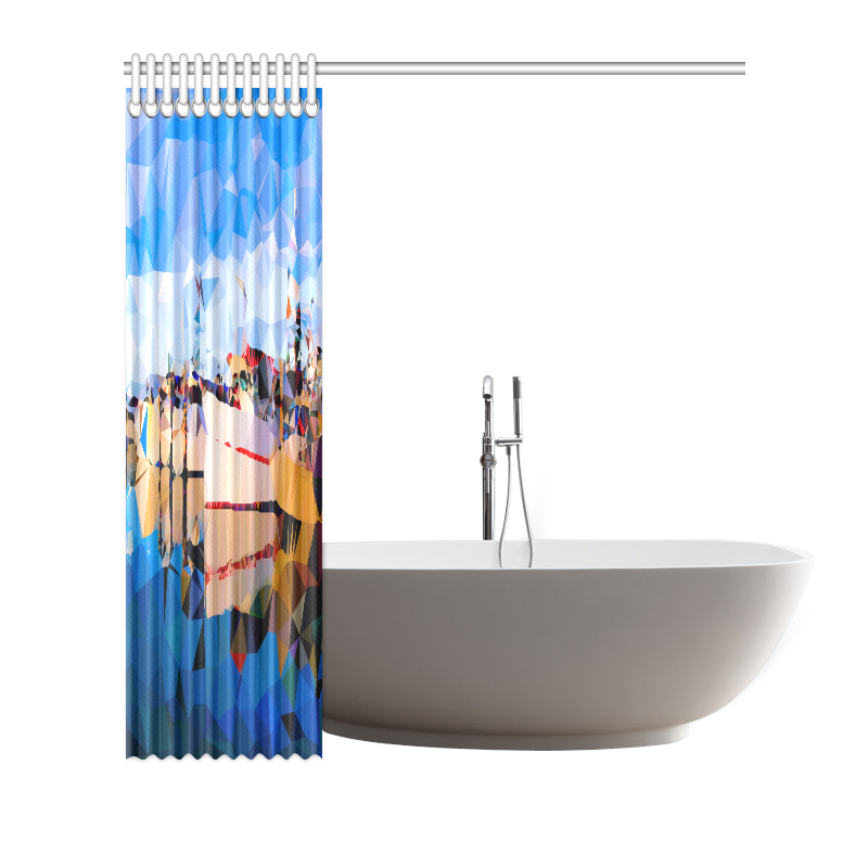 Boats in Harbor Low Polygon Art Shower Curtain 72"x72"
