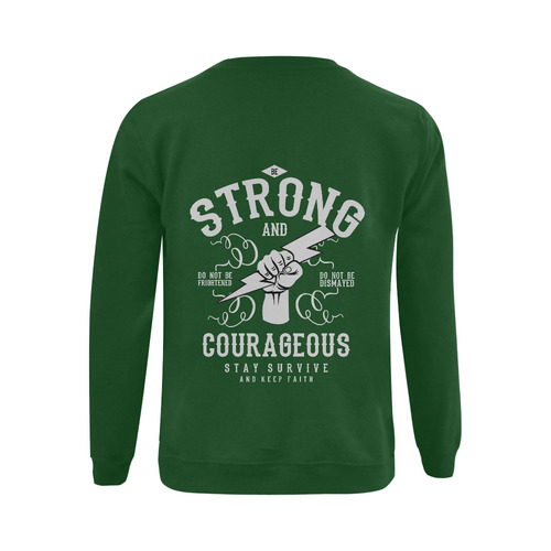 Strong and Courageous Green Gildan Crewneck Sweatshirt(NEW) (Model H01)