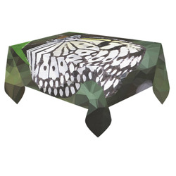Butterfly Green Leaves Low Poly Geometric Polygons Cotton Linen Tablecloth 60"x 84"