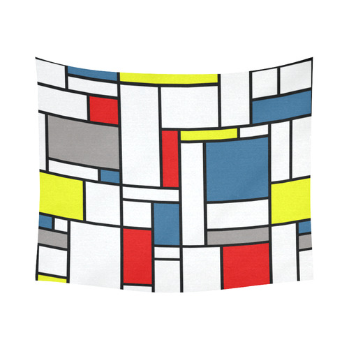 Mondrian style design Cotton Linen Wall Tapestry 60"x 51"