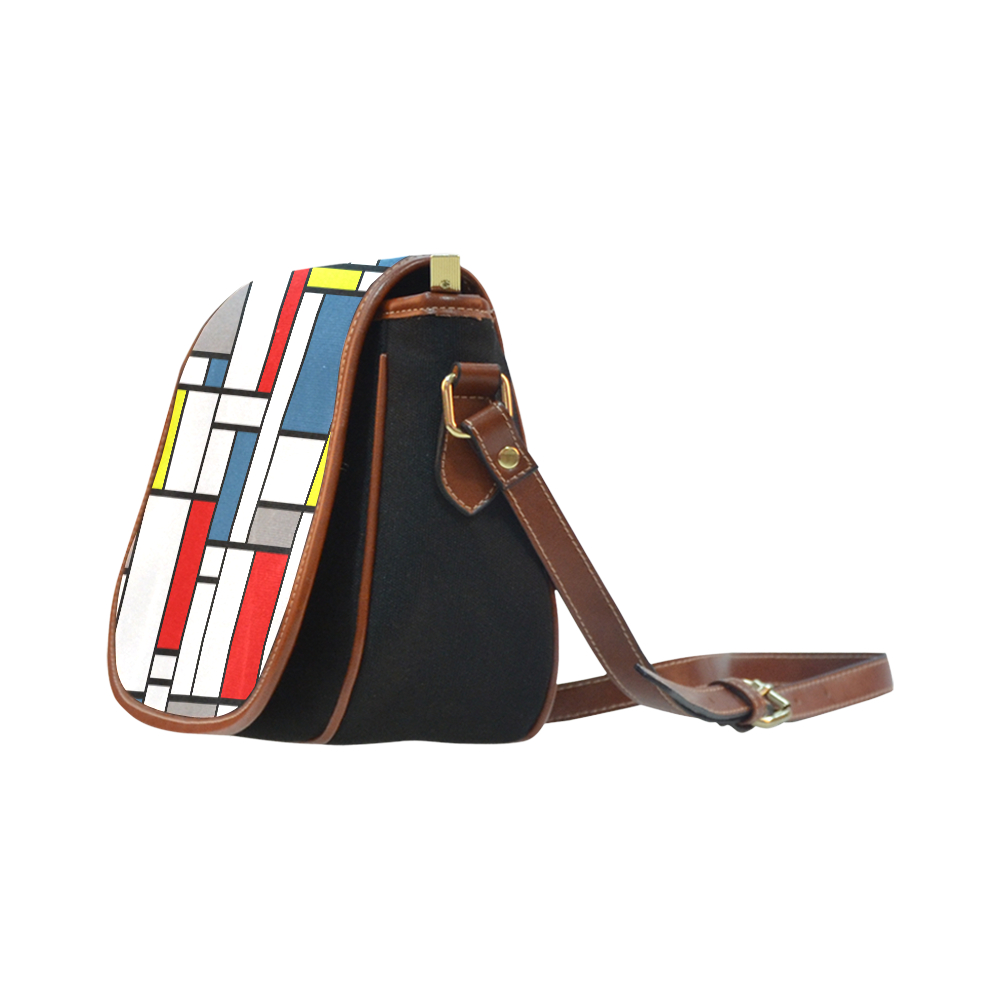 Mondrian style design Saddle Bag/Small (Model 1649)(Flap Customization)