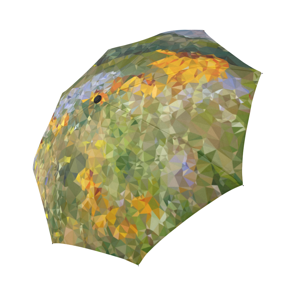 Mountain Floral Landscape Low Polygon Art Auto-Foldable Umbrella (Model U04)