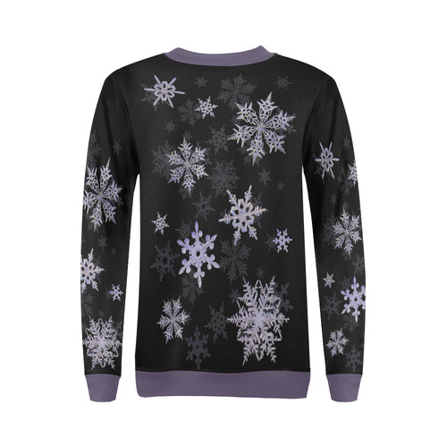 Snowflakes Blue Purple All Over Print Crewneck Sweatshirt for Women (Model H18)