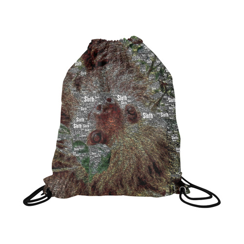 WordArt Sloth by FeelGood Large Drawstring Bag Model 1604 (Twin Sides)  16.5"(W) * 19.3"(H)