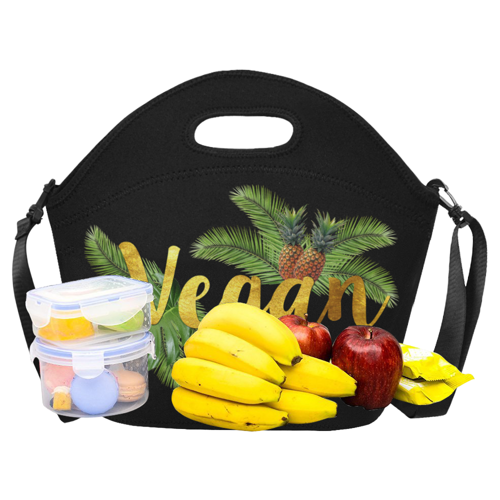 Tropical Pineapple Vegan Lunch Bag Neoprene Lunch Bag/Large (Model 1669)