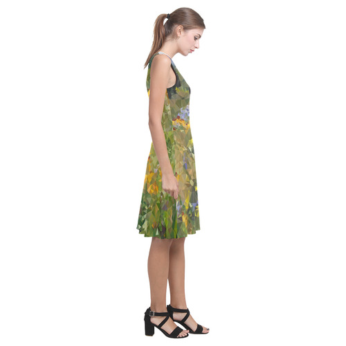 Mountain Floral Landscape Low Polygon Art Atalanta Casual Sundress(Model D04)