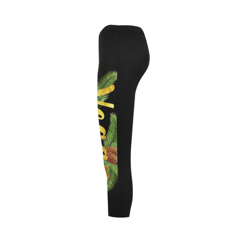 Tropical Pineapples Capri Leggings Capri Legging (Model L02)