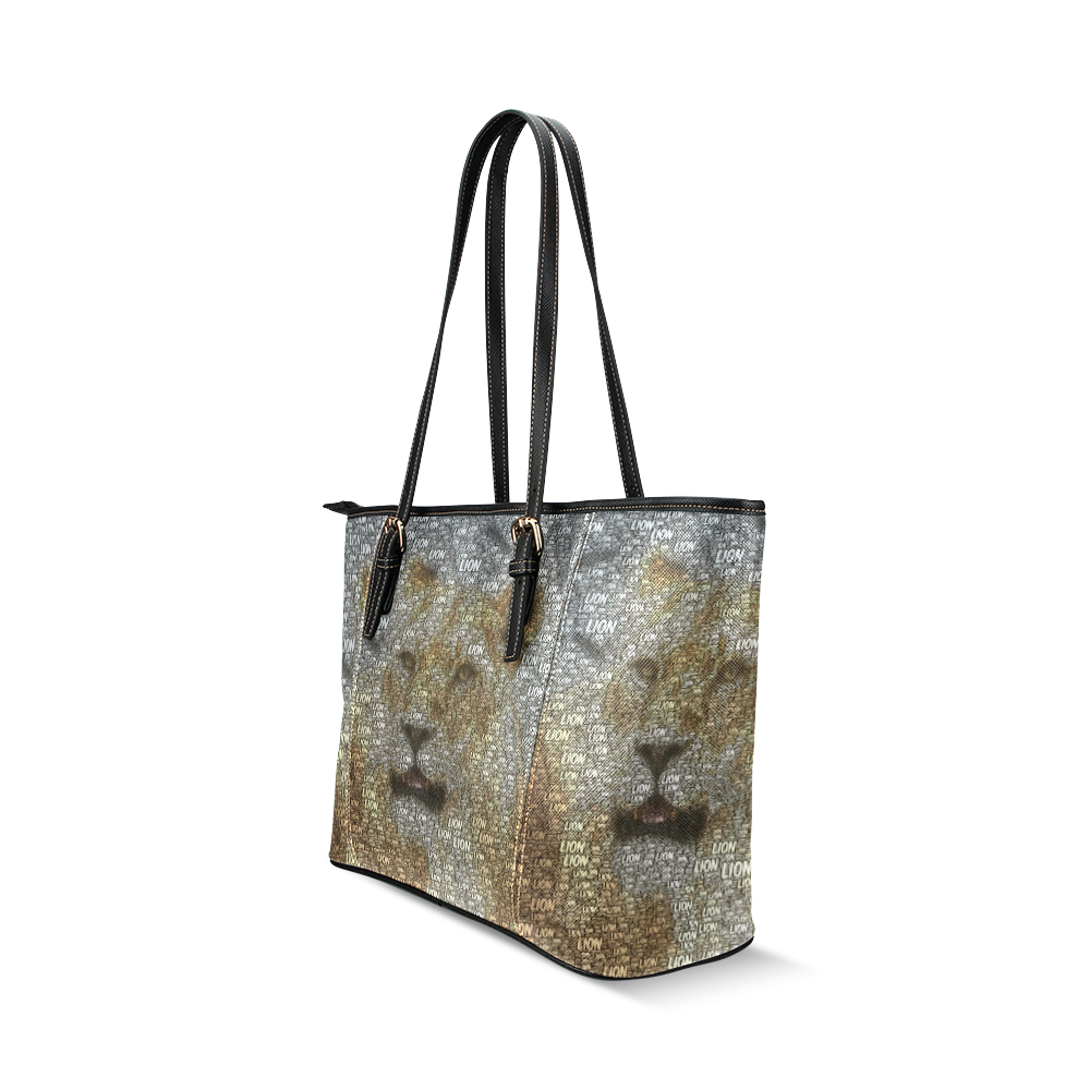WordArt Lion by FeelGood Leather Tote Bag/Large (Model 1640)