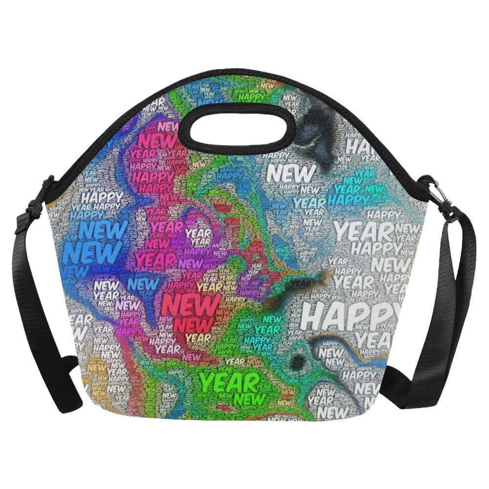 WordArt Happy new Year by FeelGood Neoprene Lunch Bag/Large (Model 1669)