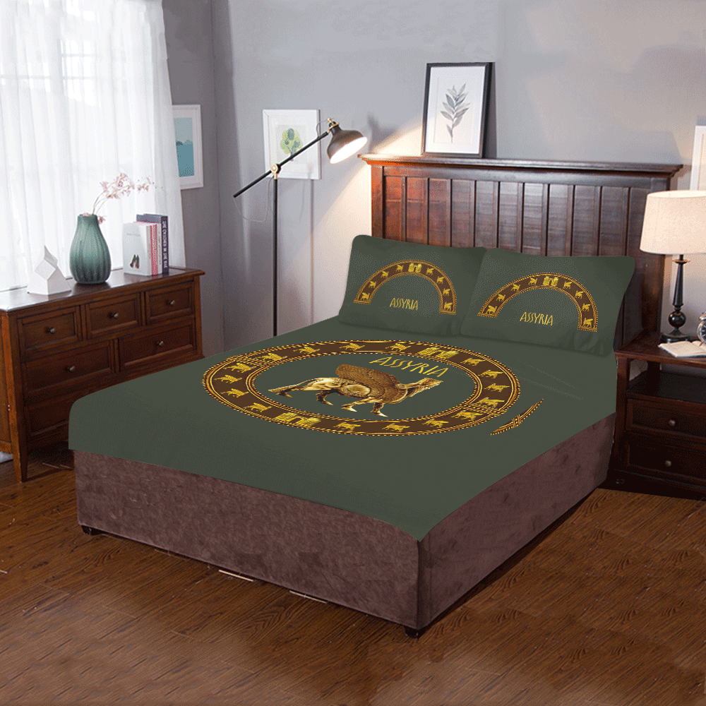 Gold Lamassu 3 Piece Bedroom Set 3-Piece Bedding Set