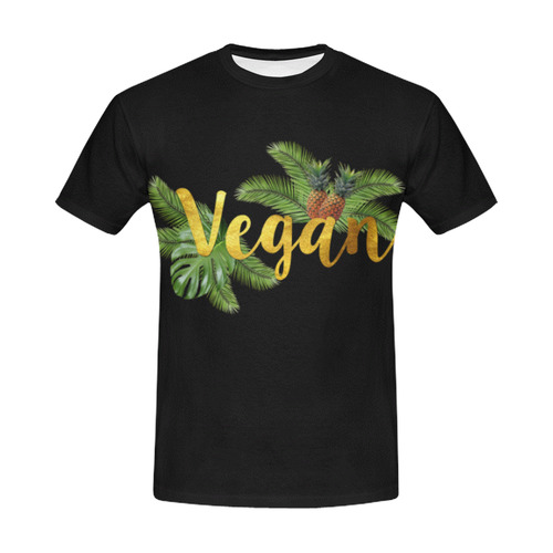 Tropical Pineapples Vegan Shirt All Over Print T-Shirt for Men (USA Size) (Model T40)