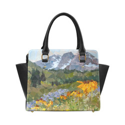 Mountain Landscape Floral Low Polygon Art Classic Shoulder Handbag (Model 1653)