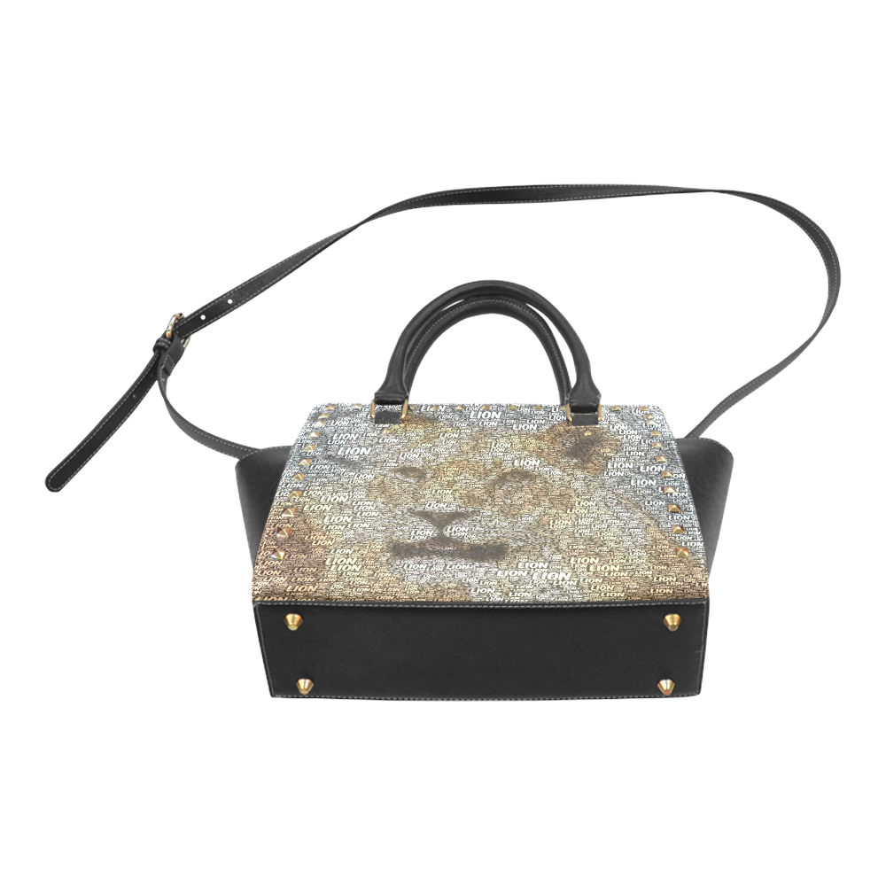WordArt Lion by FeelGood Rivet Shoulder Handbag (Model 1645)