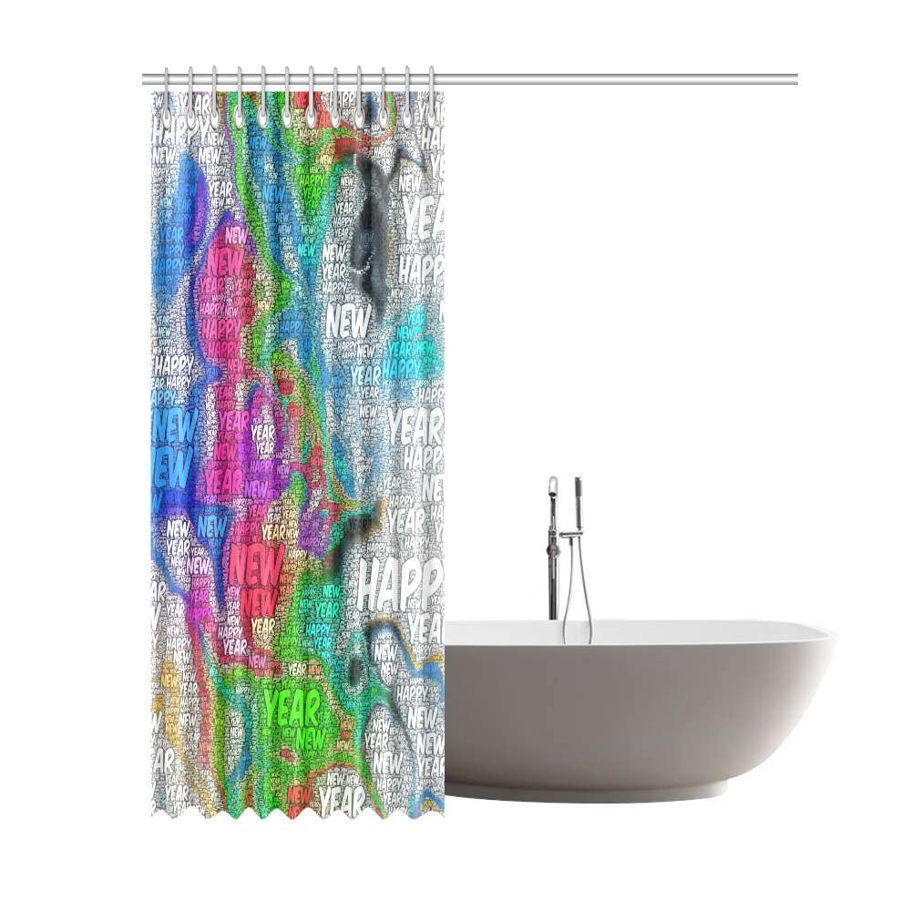 WordArt Happy new Year by FeelGood Shower Curtain 69"x84"