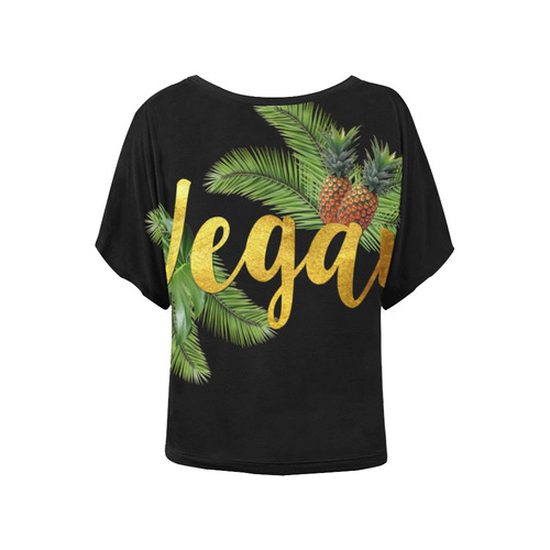 Tropical Pineapples Vegan Batwing Top Women's Batwing-Sleeved Blouse T shirt (Model T44)