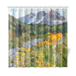 Mountain Floral Landscape Low Polygon Art Shower Curtain 72"x72"
