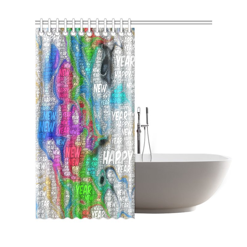 WordArt Happy new Year by FeelGood Shower Curtain 69"x72"